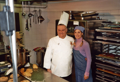 Chef Luigi Pero con la conduttrice di Melaverde
